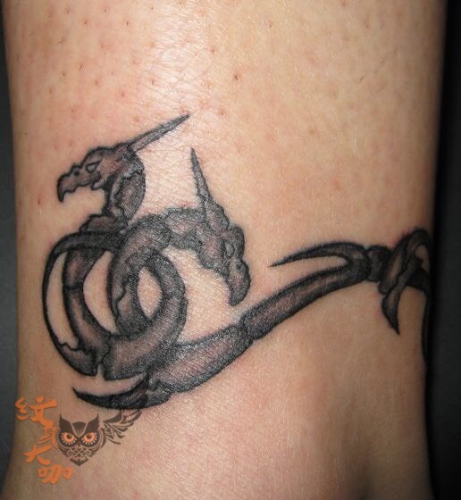 石雕双龙_纹身图案手稿图片_王东的纹身作品集