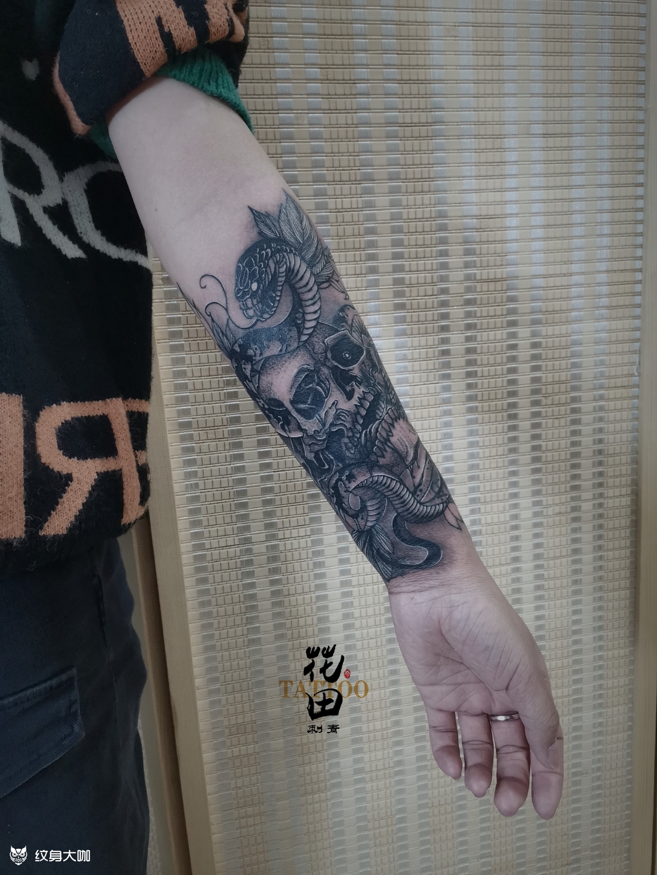 暗黑花臂遮盖_纹身图案手稿图片_李云的纹身作品集