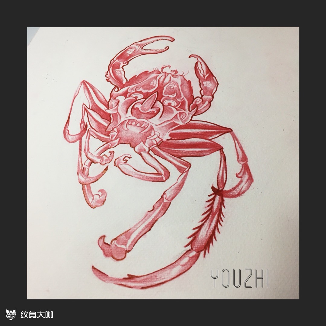 蟹_纹身图案手稿图片_由之的纹身作品集