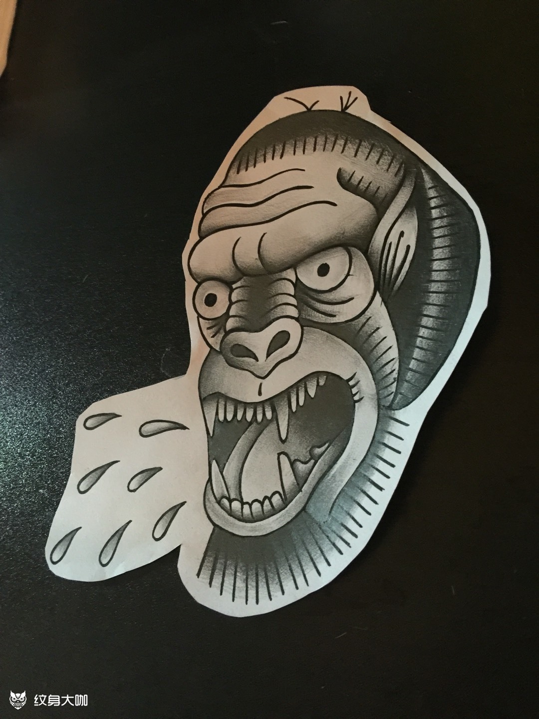 oldschool猩猩手稿_纹身图案手稿图片_noislar的纹身作品集