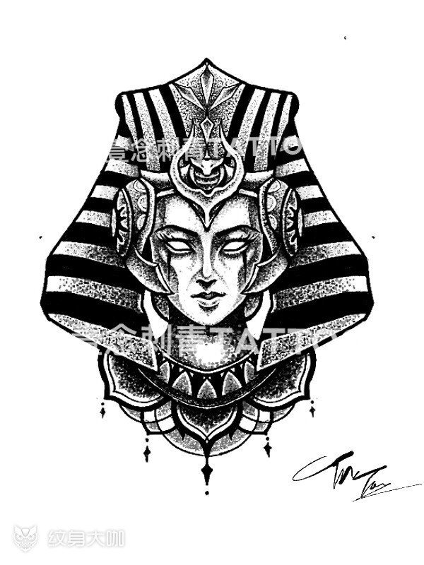 埃及女皇设计_纹身图案手稿图片_彭梦涛的纹身作品集