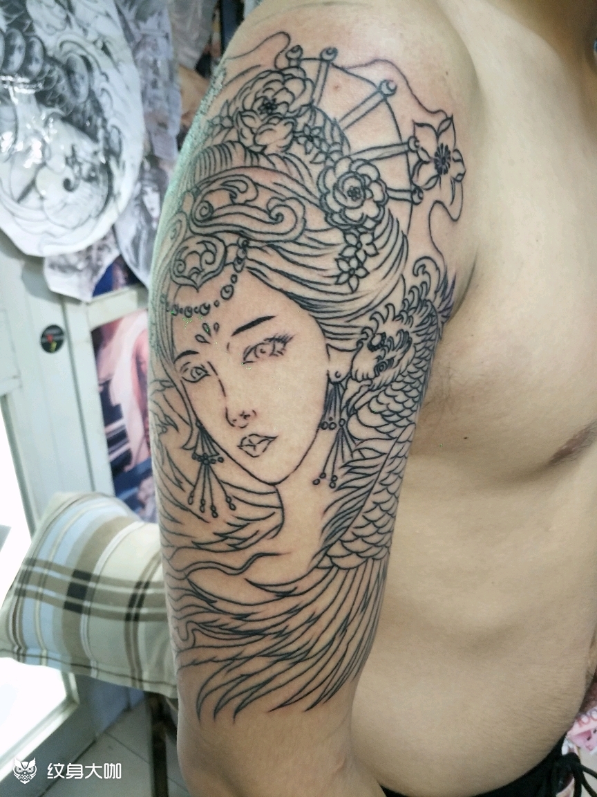 艺妓割线_纹身图案手稿图片_金德的纹身作品集