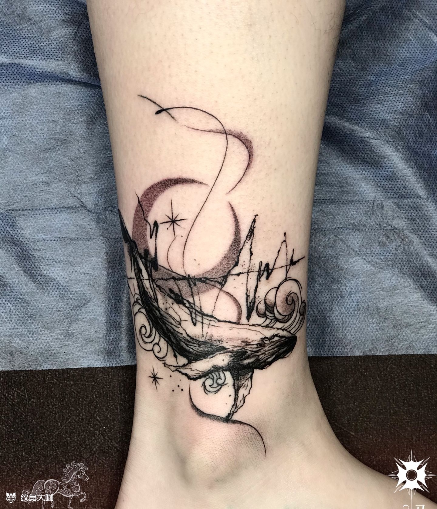 脚踝遮盖_纹身图案手稿图片_马晶茹的纹身作品集