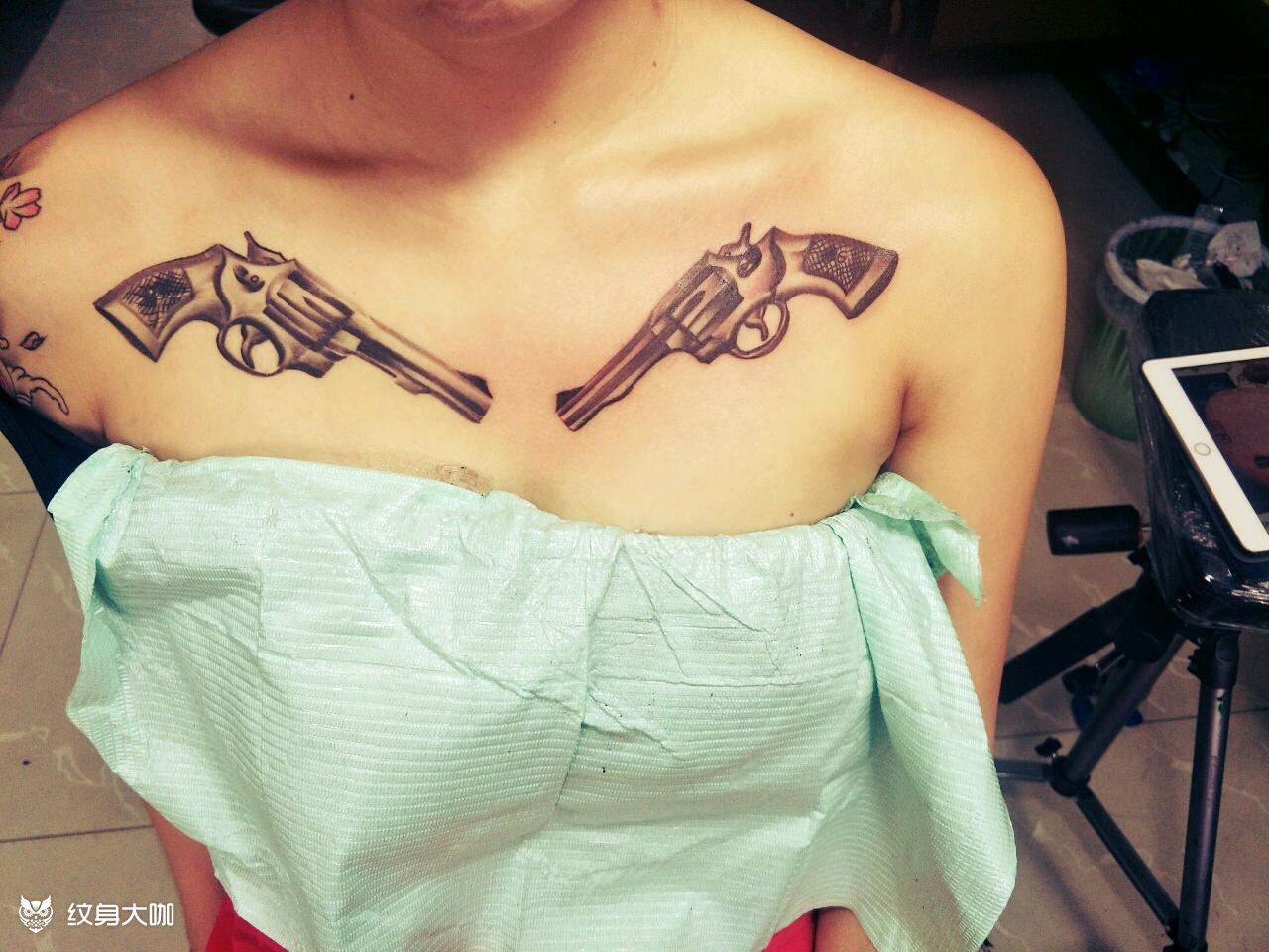 双枪_纹身图案手稿图片_高刘忠的纹身作品集