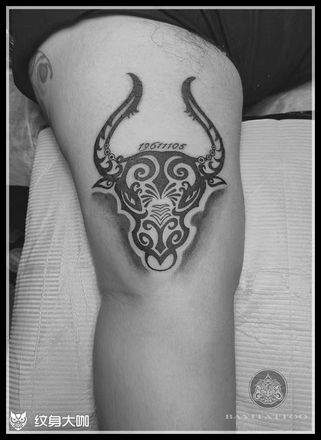 牛头图腾_纹身图案手稿图片_巴依的纹身作品集
