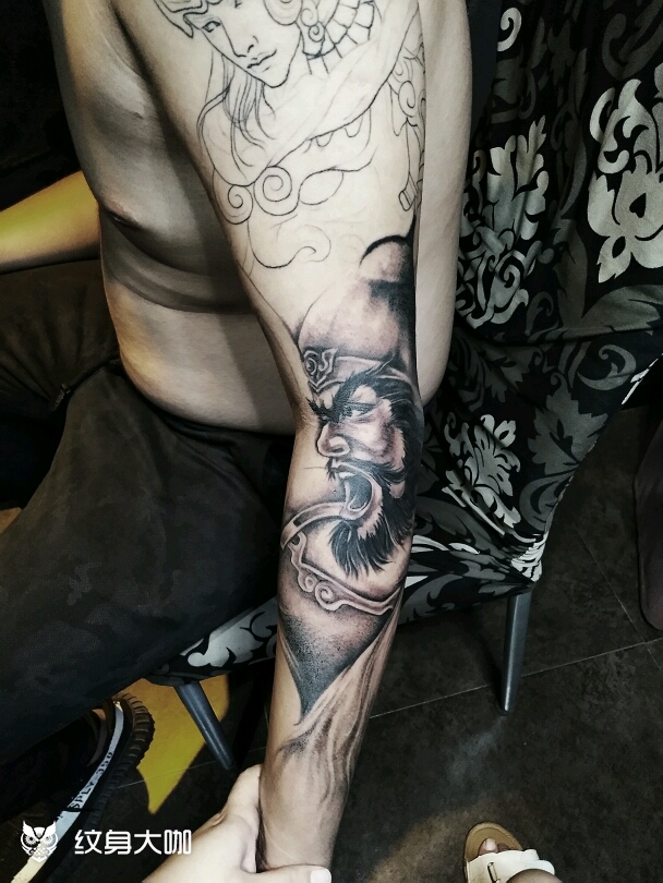 未完成―原创五虎上将花臂_纹身图案手稿图片_二美的纹身作品集