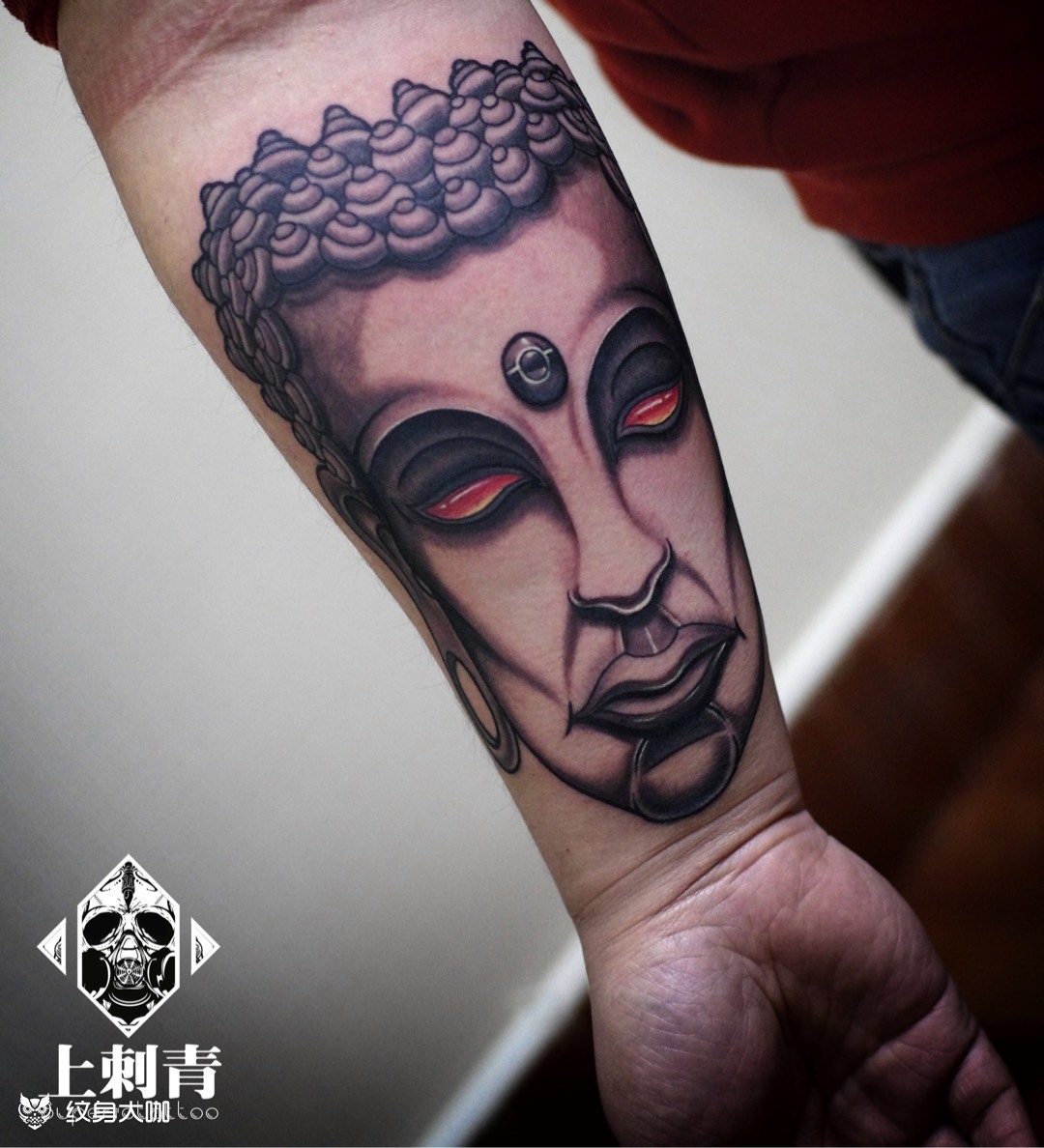 小臂佛头_纹身图案手稿图片_刘刘的纹身作品集