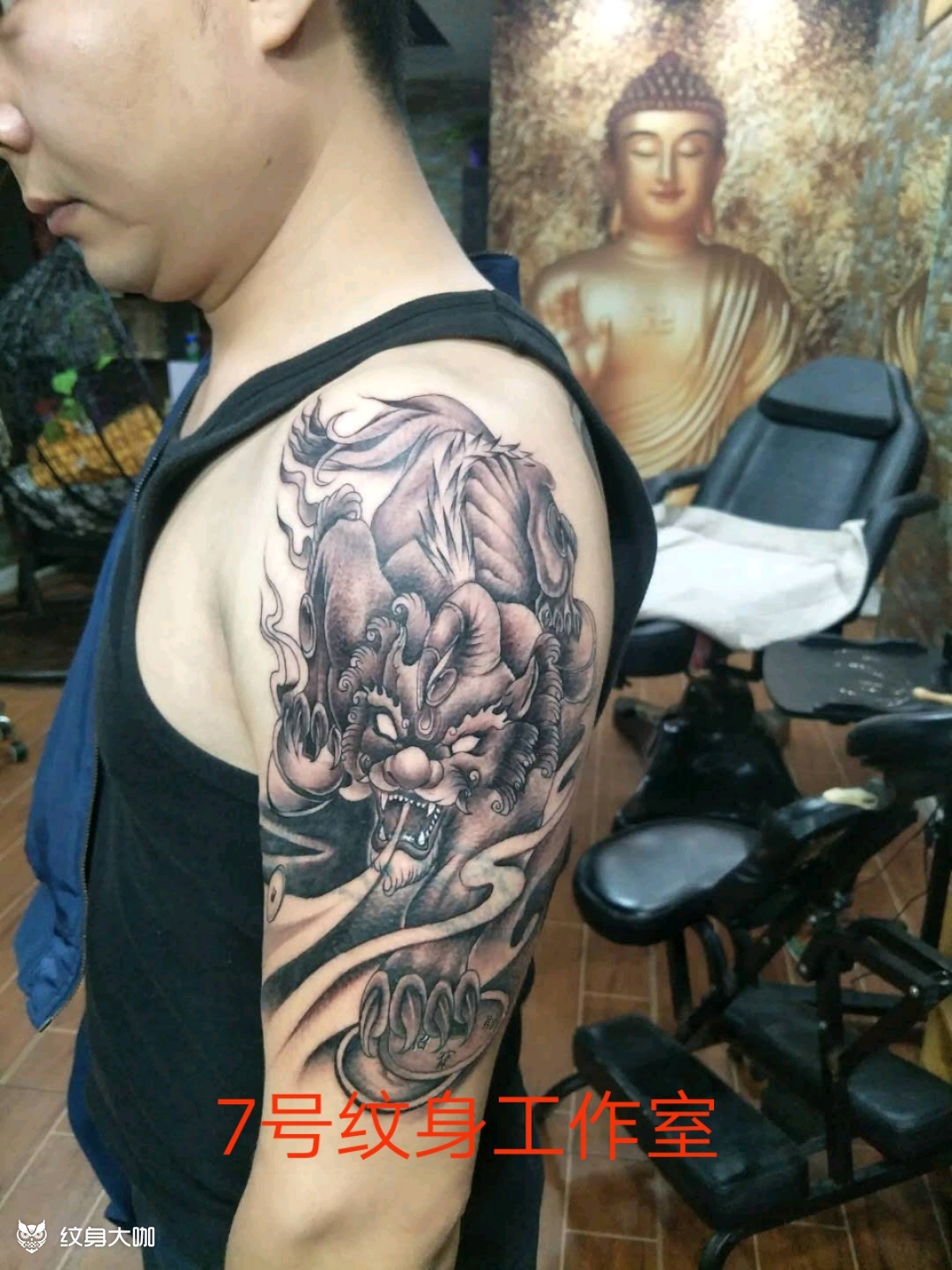 招财麒麟_纹身图案手稿图片_乔老板的纹身作品集