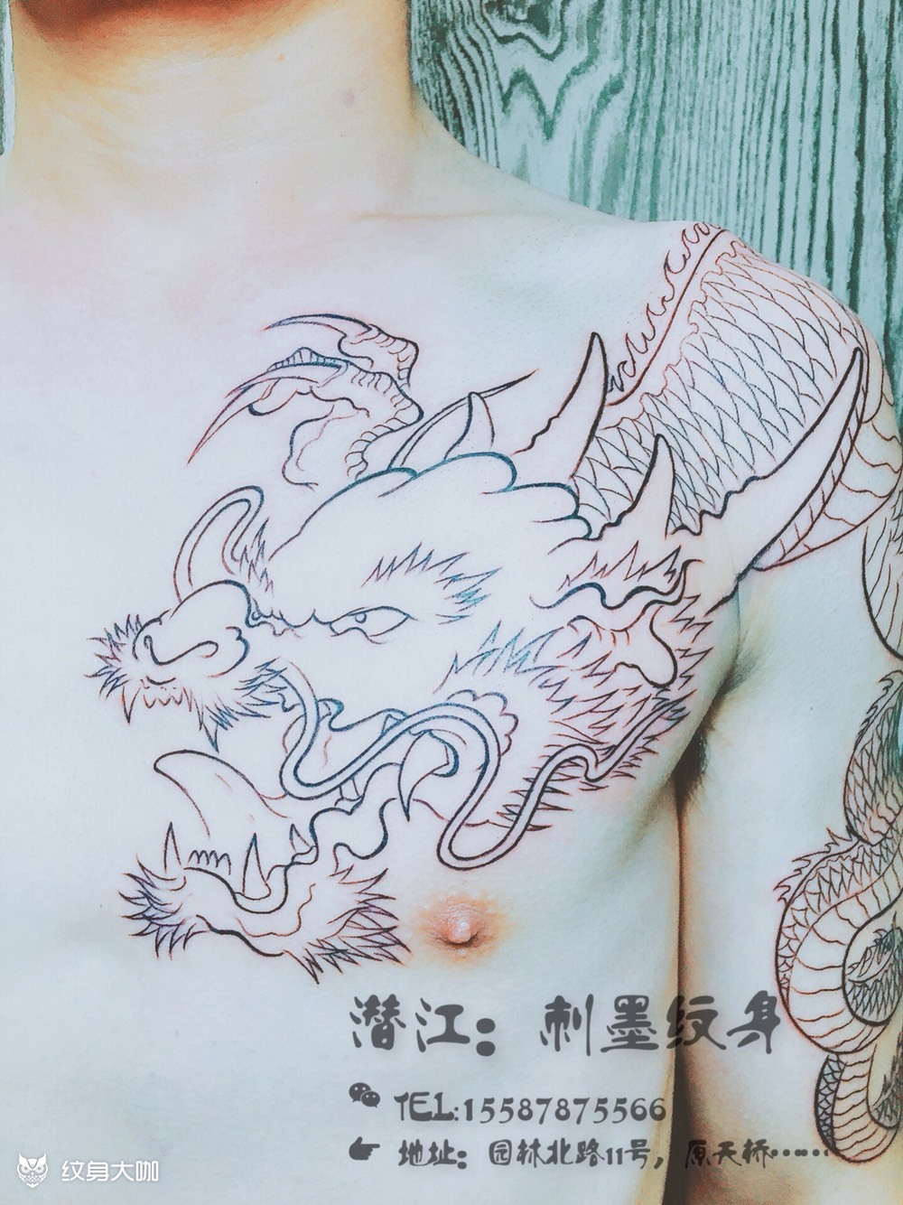 过肩龙线条_纹身图案手稿图片_赵训忠的纹身作品集