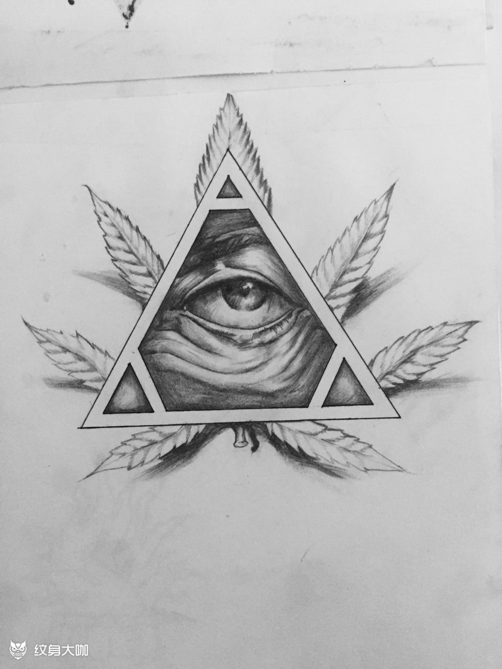 客人定制三角眼_纹身图案手稿图片_刘晨飞的纹身作品集