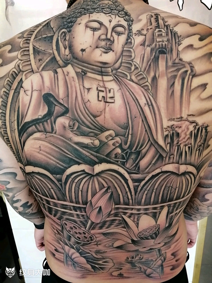 满背佛_纹身图案手稿图片_正芹的纹身作品集