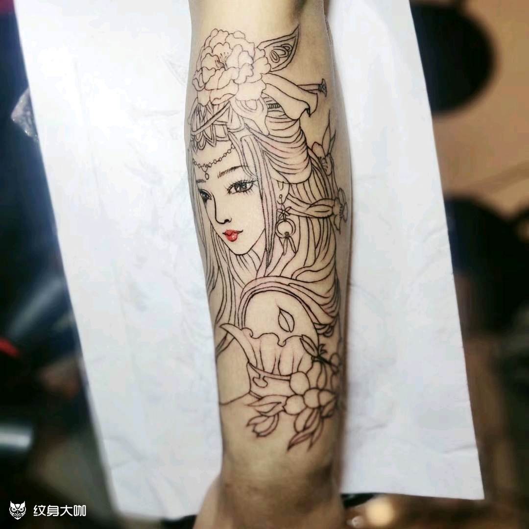 新传统艺妓线条(未完成)_纹身图案手稿图片_黑方tattoo的纹身作品集