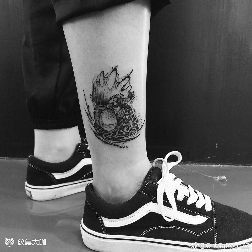 暗黑战斗鸡_纹身图案手稿图片_one_zz的纹身作品集