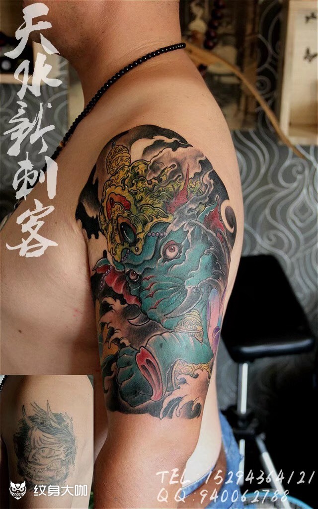 象神遮盖_纹身图案手稿图片_张杨的纹身作品集