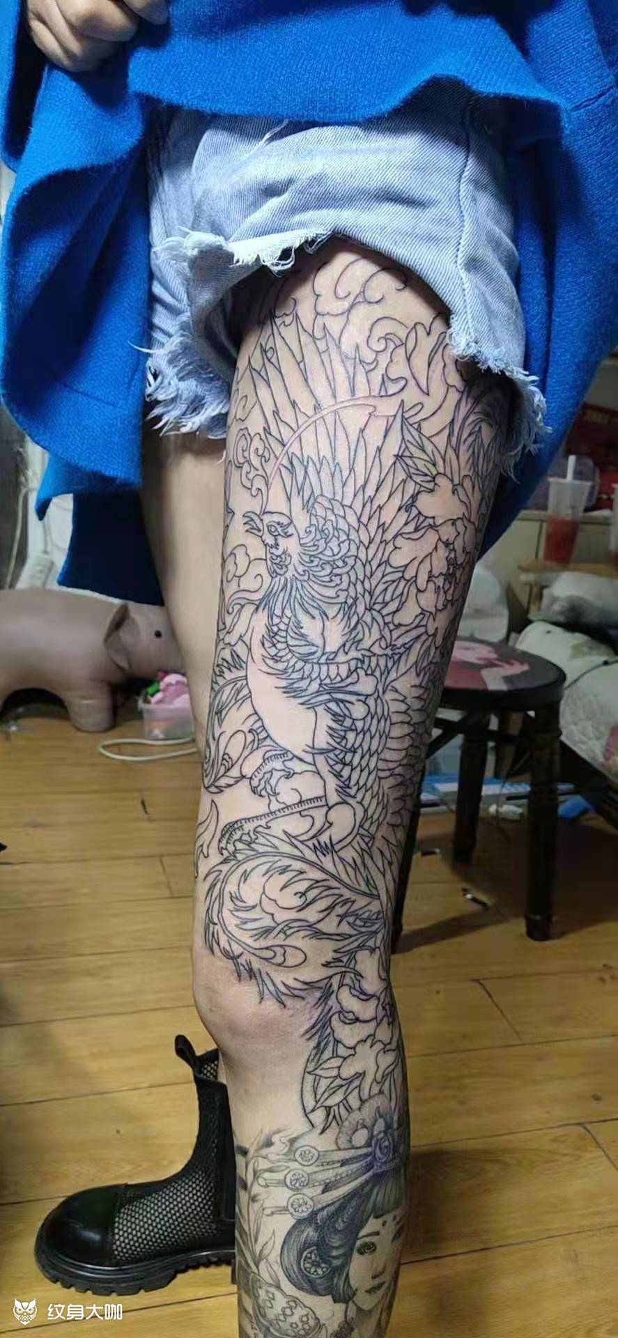凤凰盘腿_纹身图案手稿图片_刘敏的纹身作品集