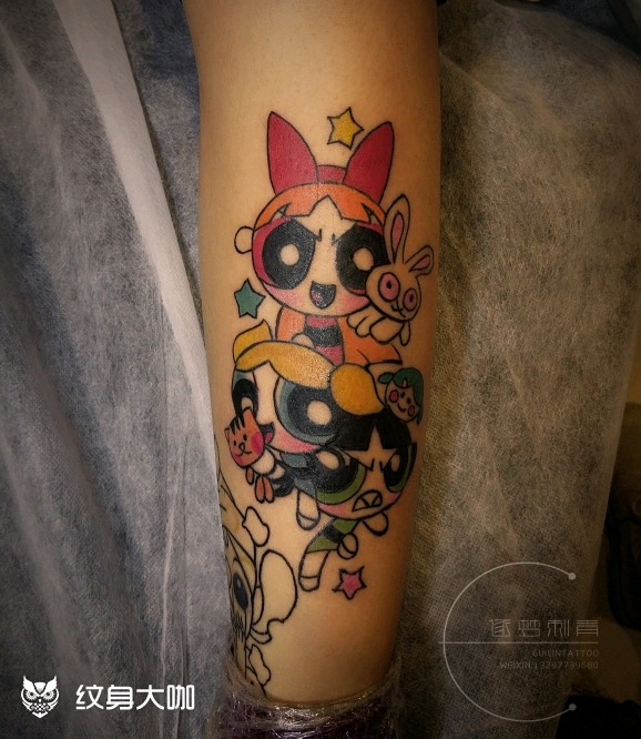 飞天小女警_纹身图案手稿图片_大明的纹身作品集