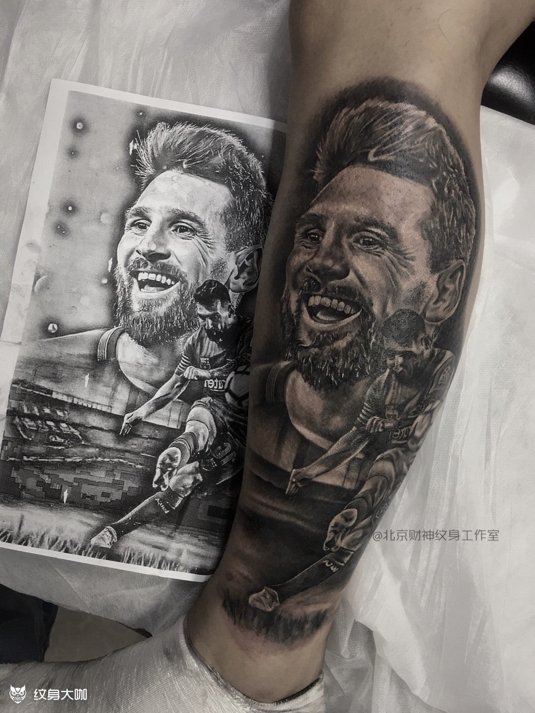 梅西_纹身图案手稿图片_任杰的纹身作品集