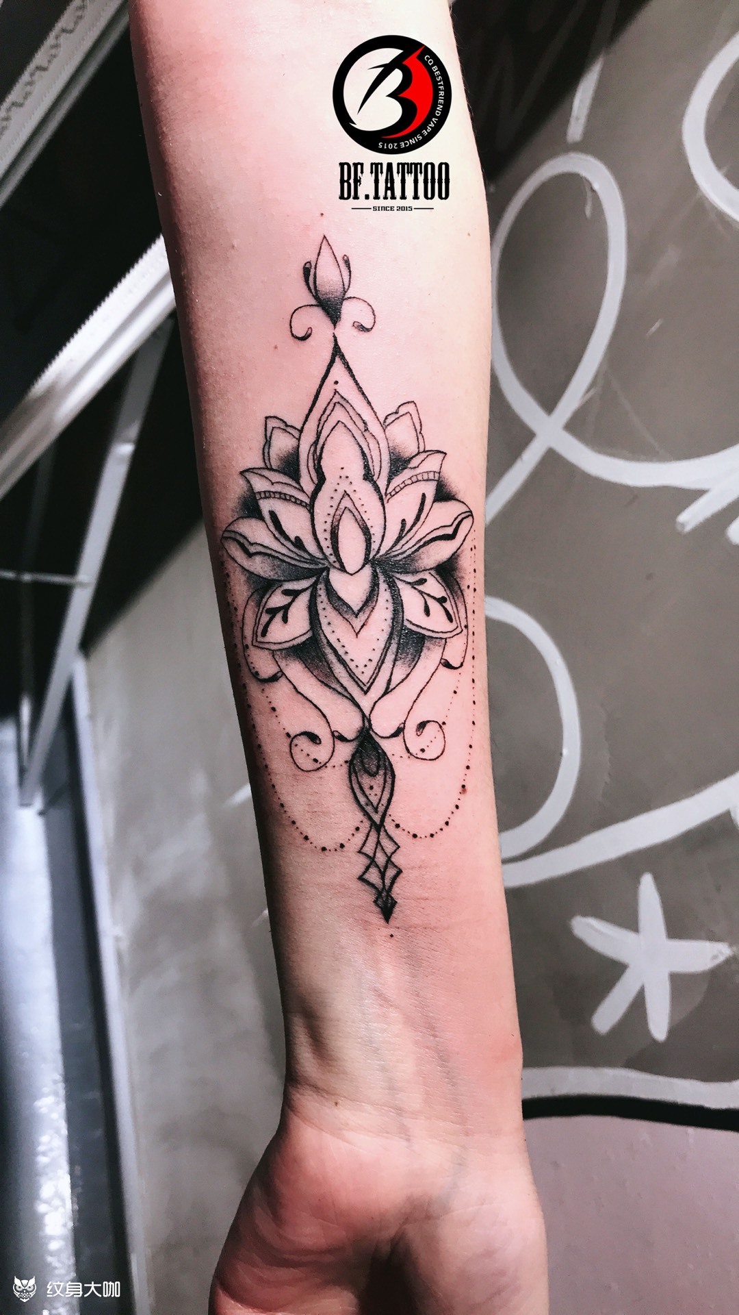 小臂莲花_纹身图案手稿图片_一休哥的纹身作品集