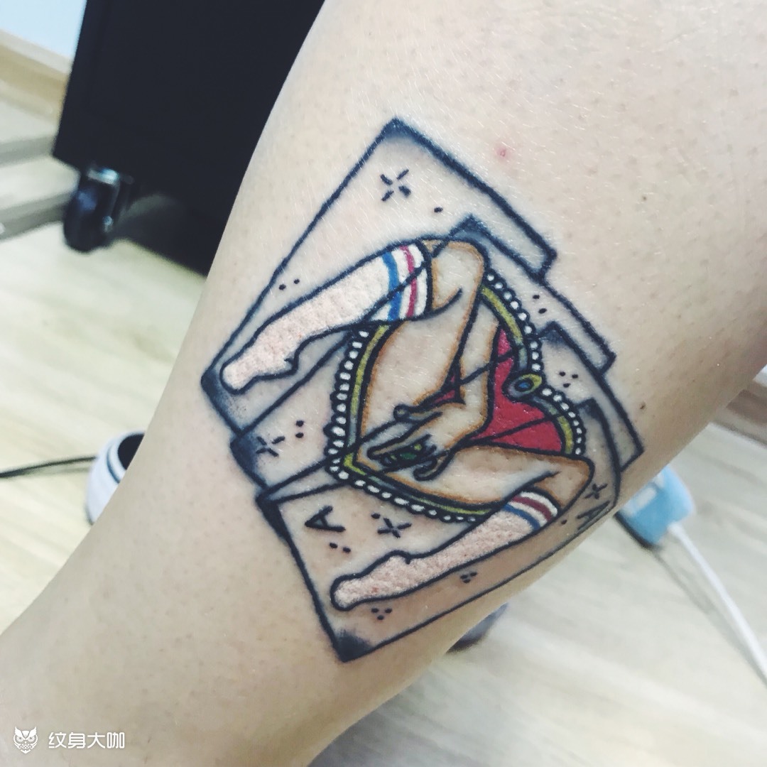 扑克女郎_纹身图案手稿图片_辛巴的纹身作品集
