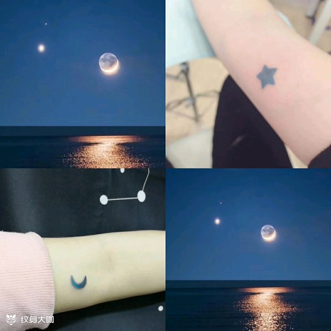 月亮和星星_纹身图案手稿图片_白水的纹身作品集