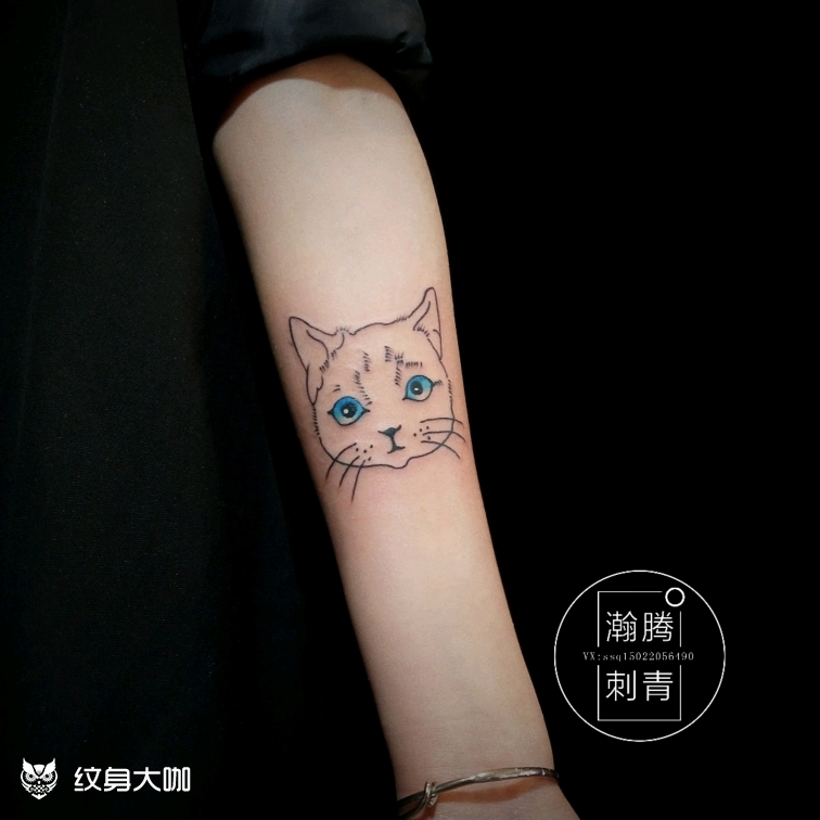 猫头_纹身图案手稿图片_孙奇的纹身作品集
