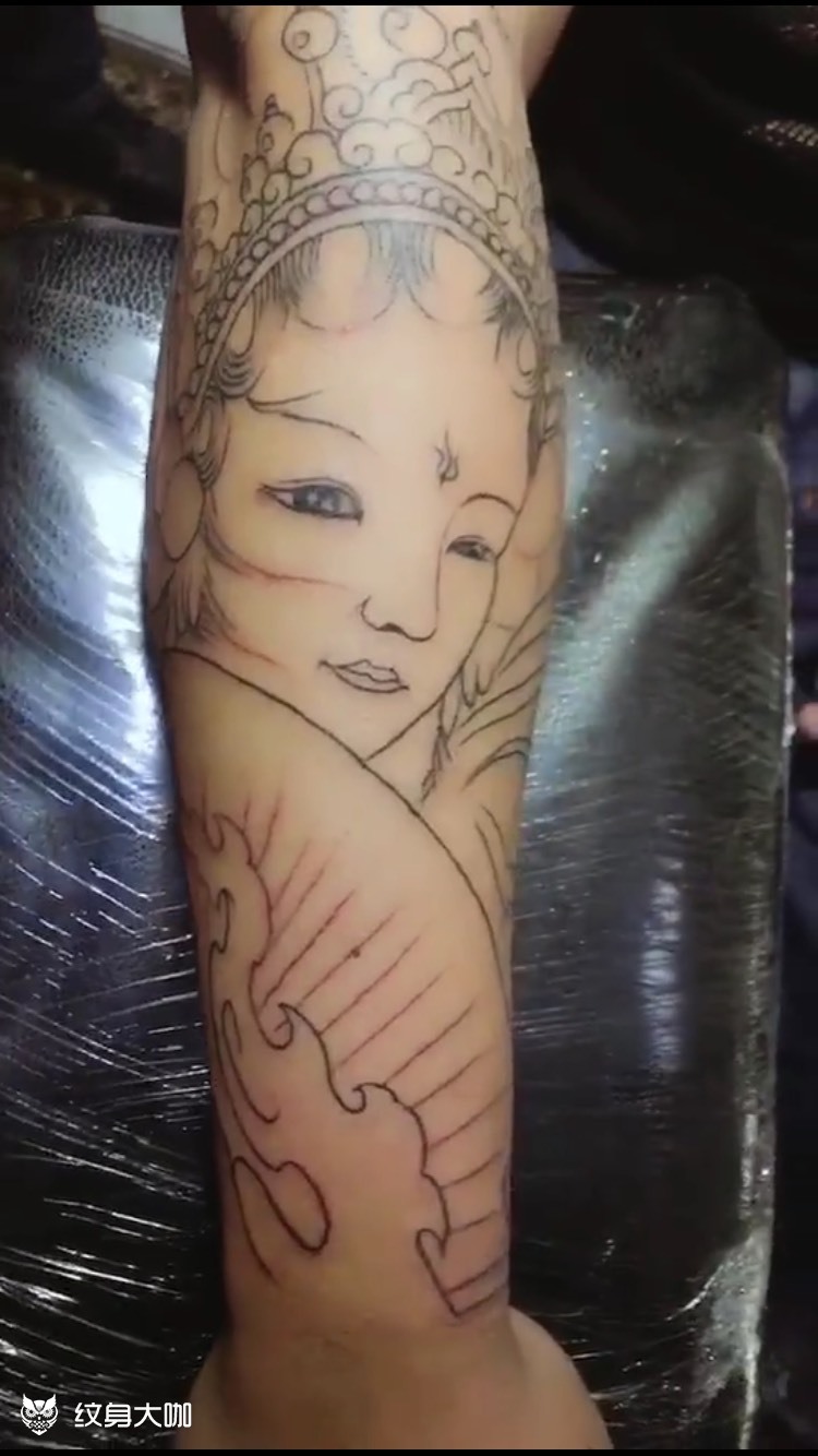 小臂艺妓初步勾线_纹身图案手稿图片_计卫来的纹身作品集