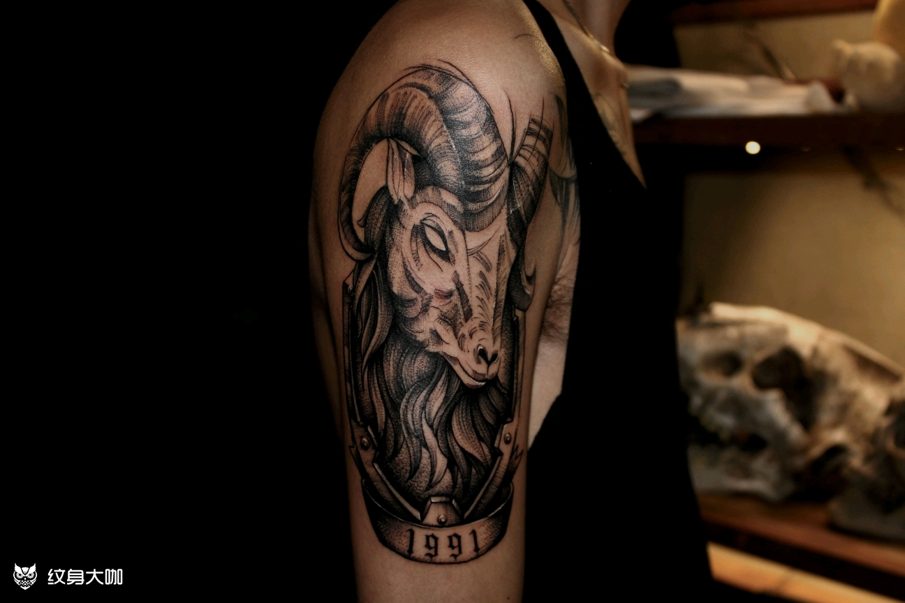 山羊_纹身图案手稿图片_杭州怪咖的纹身作品集