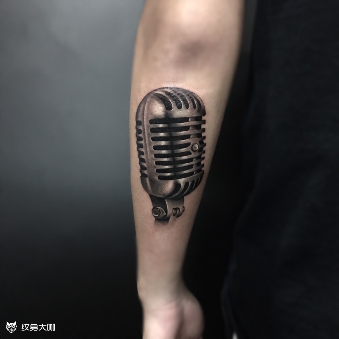 麦克风_纹身图案手稿图片_王志刚的纹身作品集