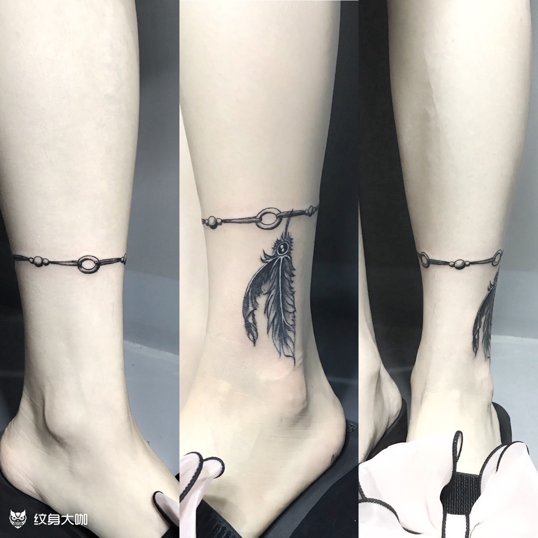 脚踝纹身图案女脚链图片