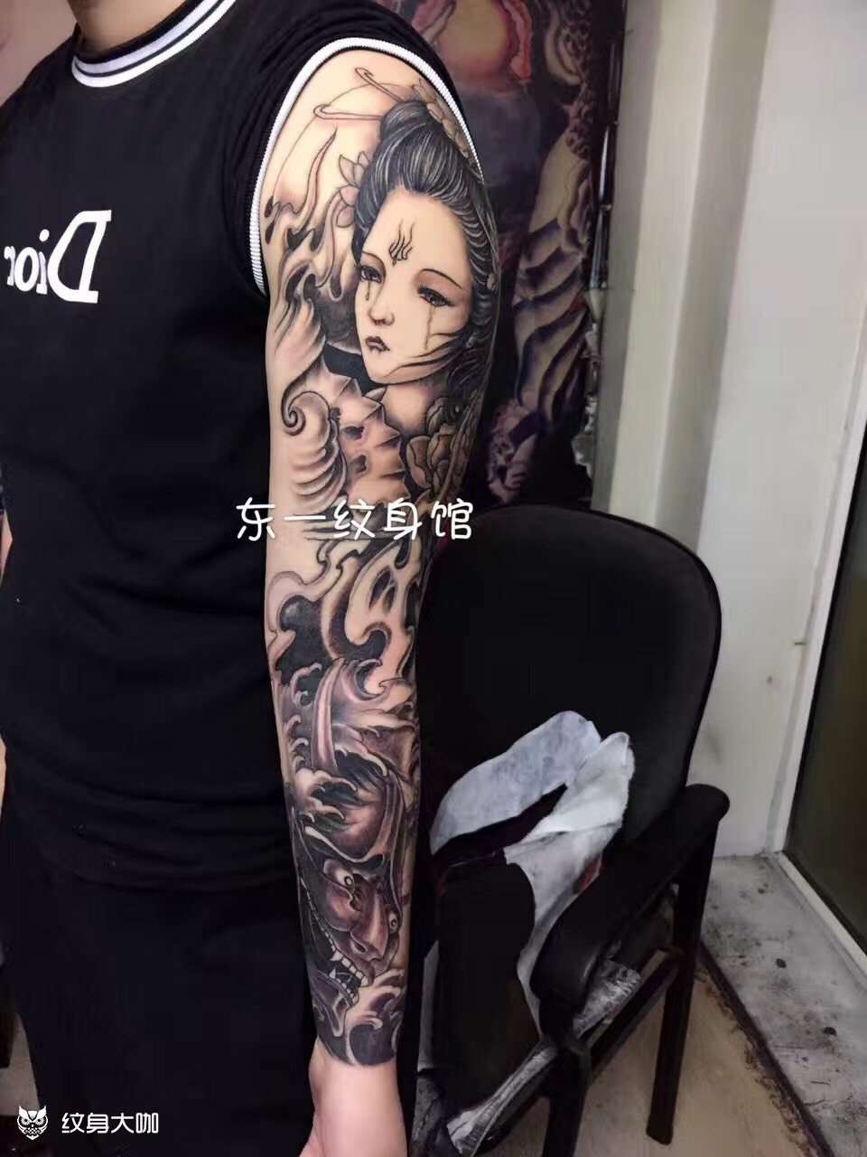 古典美女加般若纹身