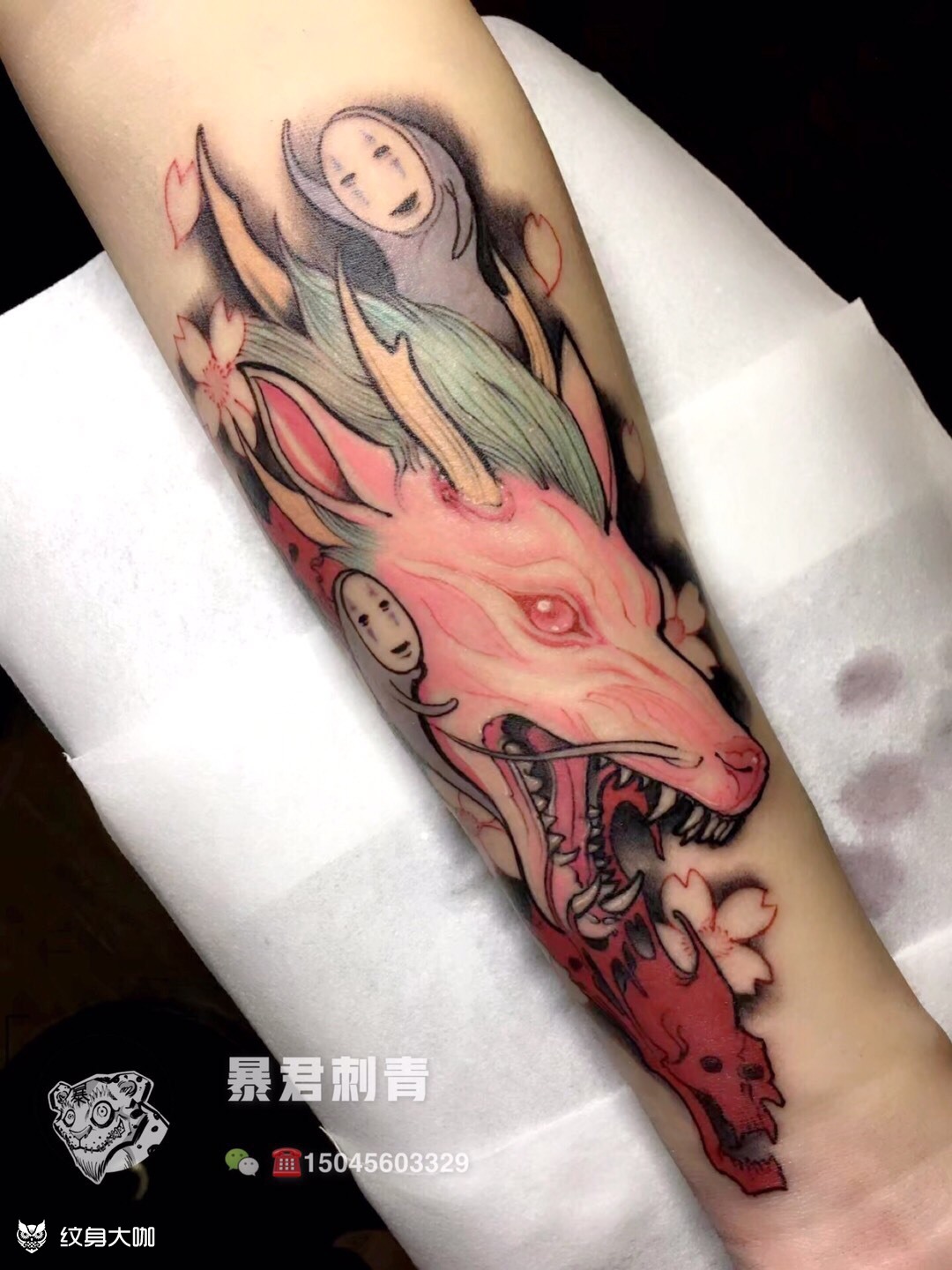 千与千寻 无面男小白龙_纹身图案手稿图片_杭州·胜己的纹身作品集