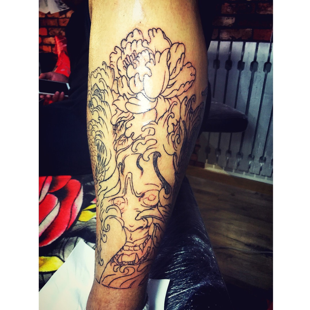 包腿未完_纹身图案手稿图片_小姚的纹身作品集