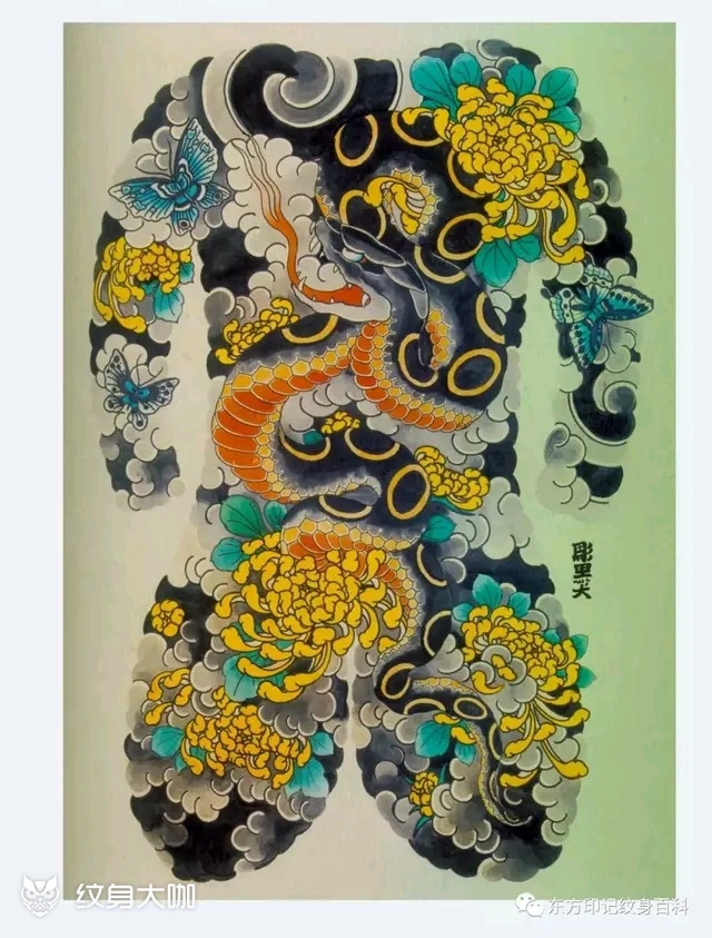 日式老传统满背_纹身图案手稿图片_火凤凰totaoo的纹身作品集
