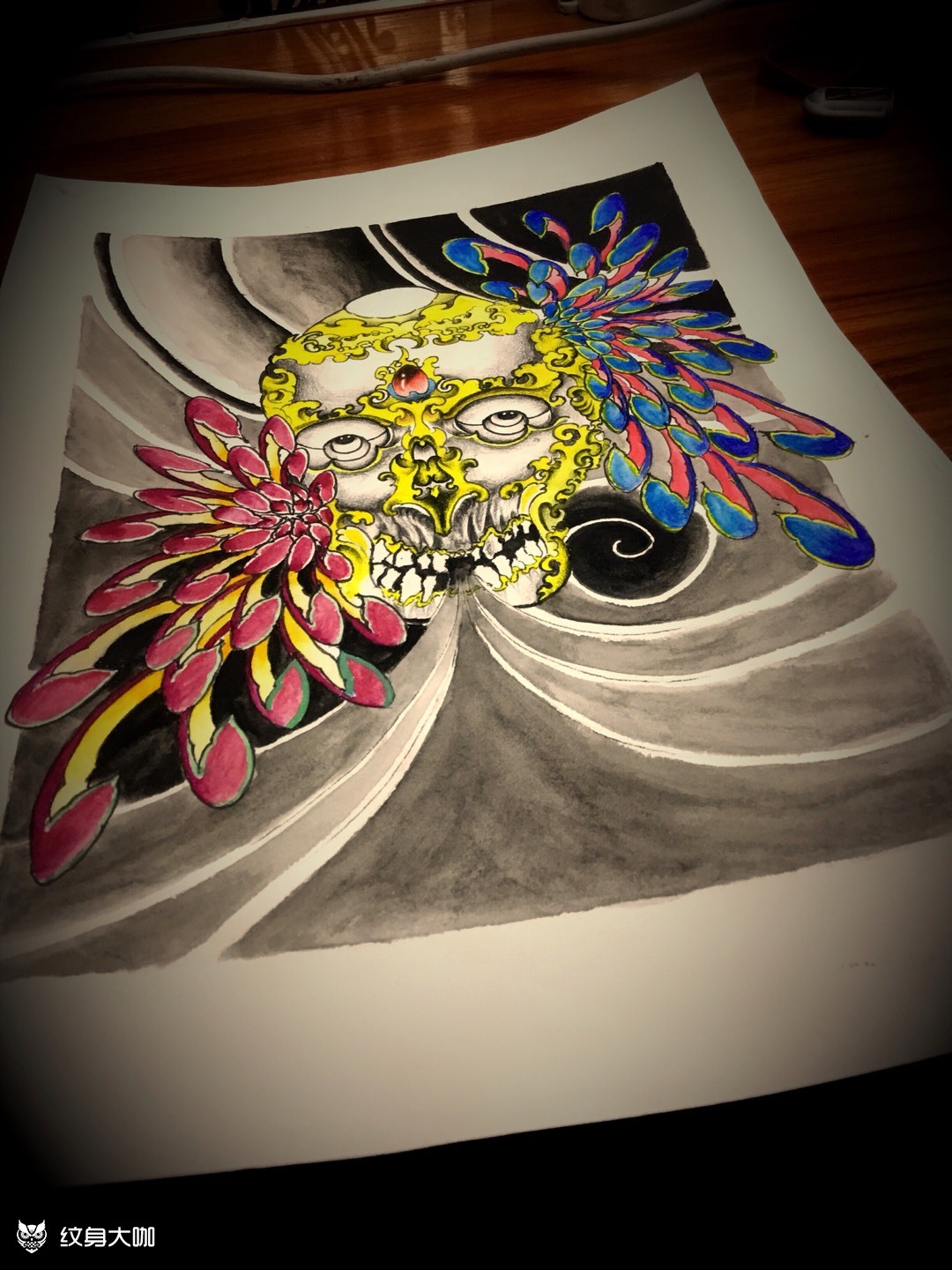 原创手稿嘎巴拉菊花