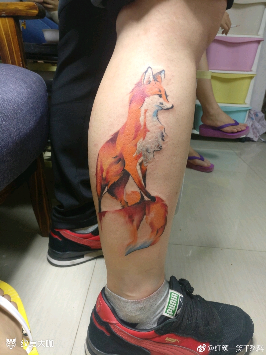 狐狸_纹身图案手稿图片_小湘的纹身作品集