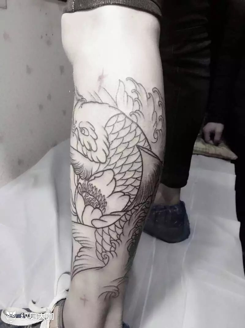 小腿鱼线条_纹身图案手稿图片_徐松的纹身作品集