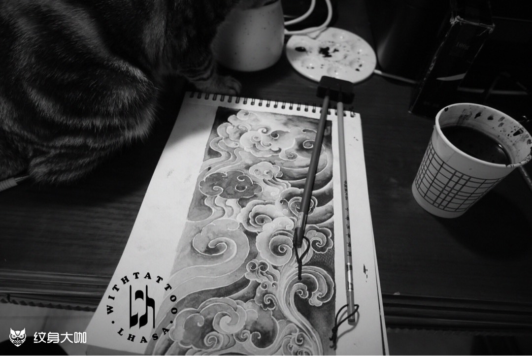 祥云手稿_纹身图案手稿图片_夏冰的纹身作品集
