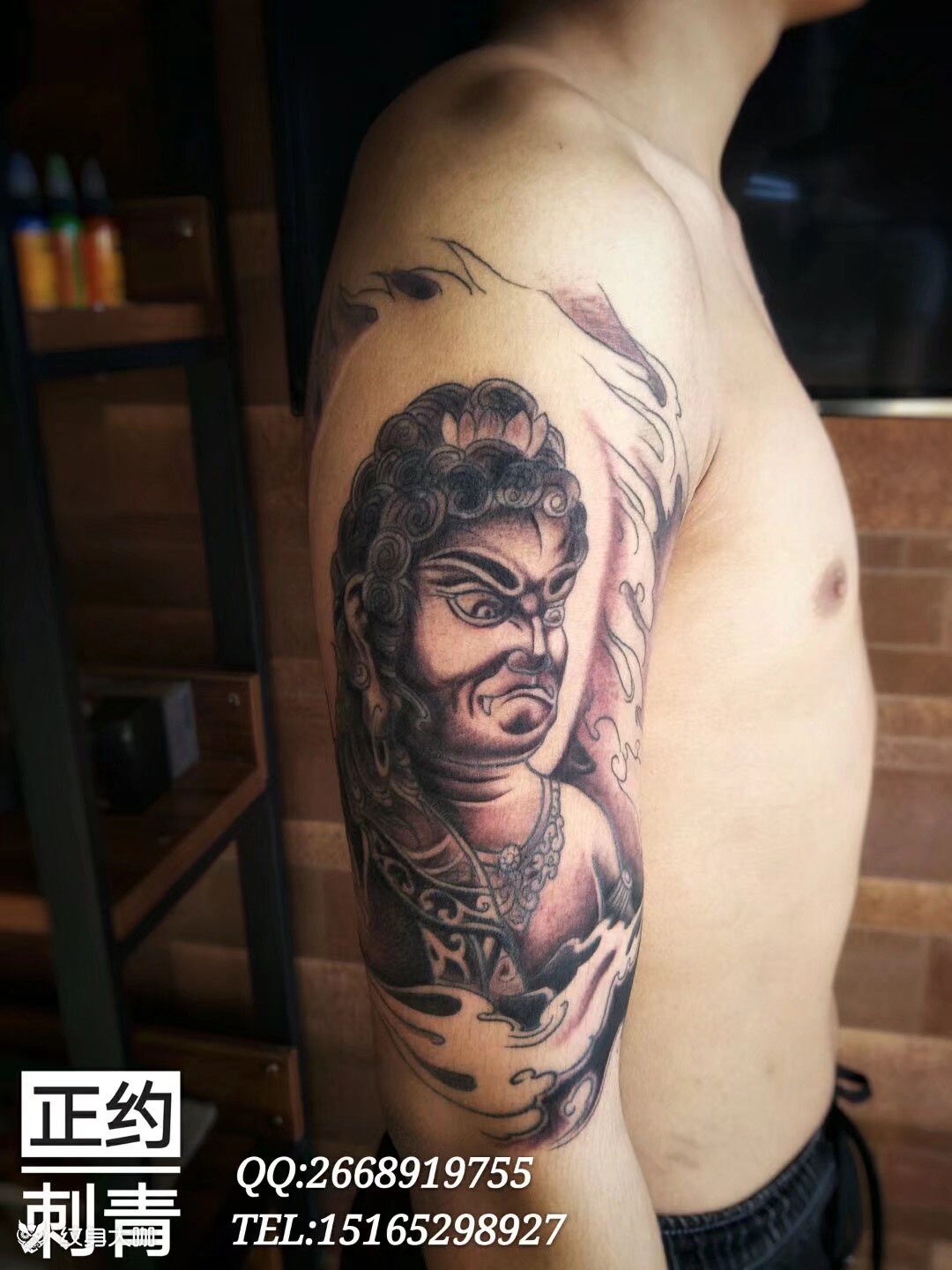 不动明王遮盖字母_纹身图案手稿图片_爱tattoo的金龙96的纹身作品集