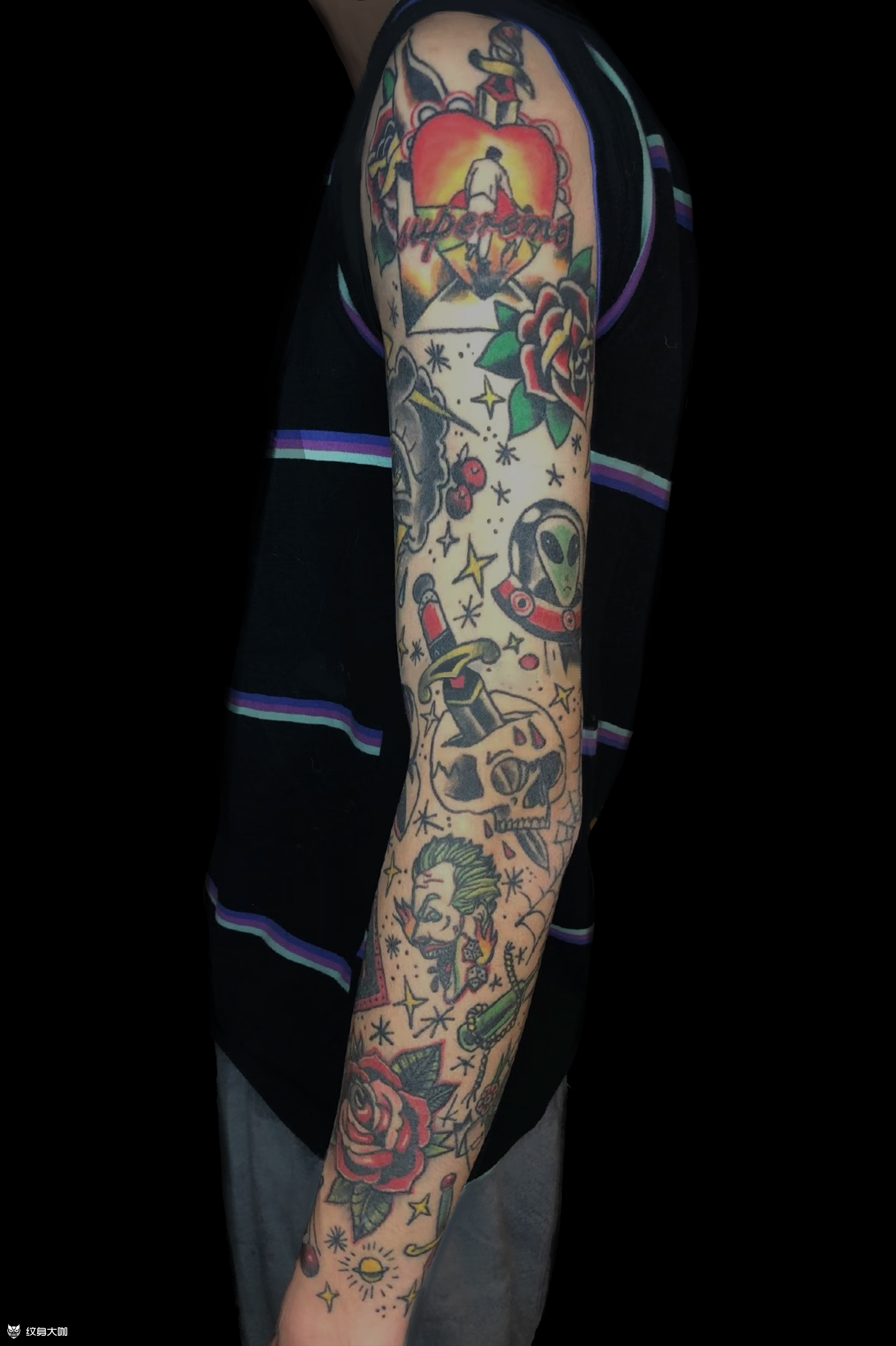 恢复两年oldschool花臂_纹身图案手稿图片_mooo的纹身作品集