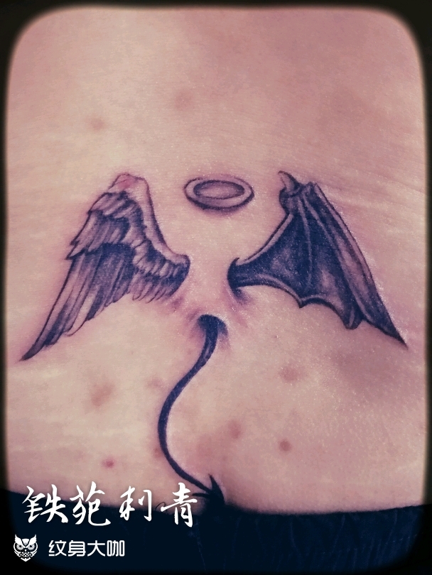 天使与魔鬼_纹身图案手稿图片_刘秋伶的纹身作品集