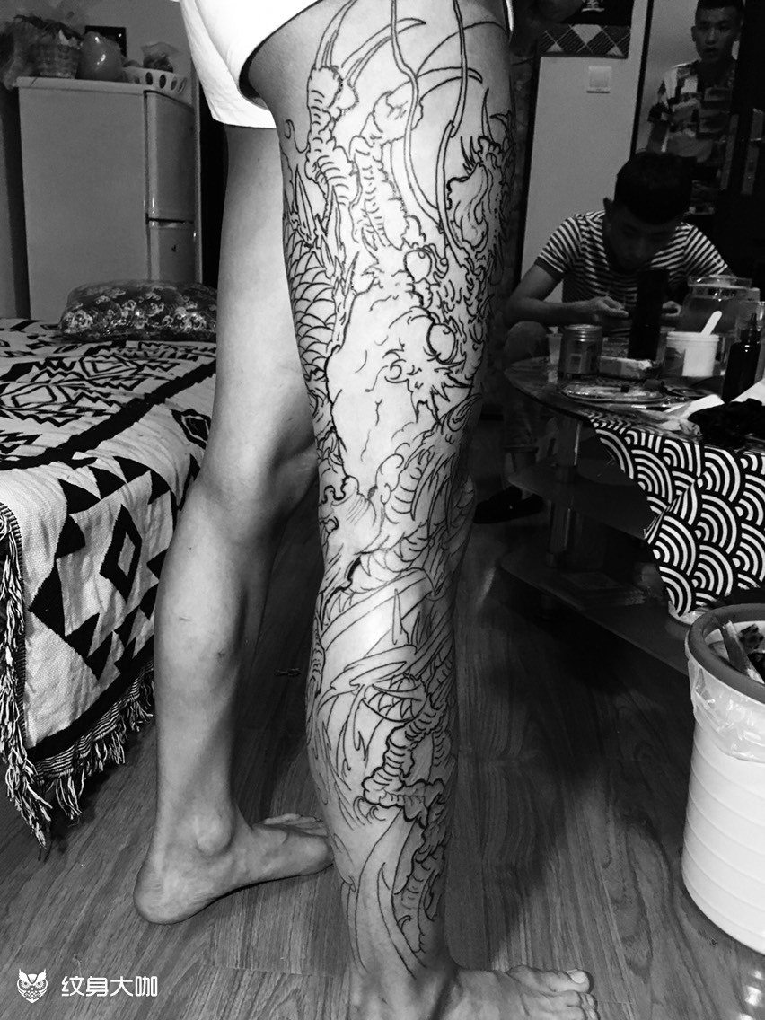 龙腿割线_纹身图案手稿图片_老羊的纹身作品集