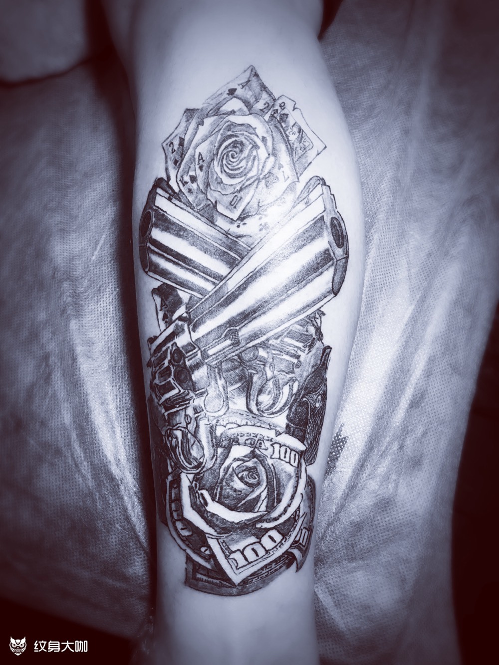 小腿欧美_纹身图案手稿图片_a f i的纹身作品集