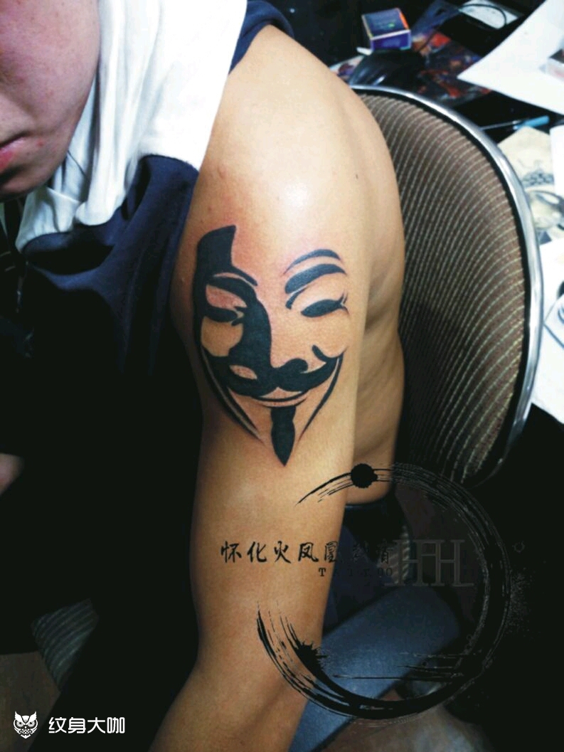 遮盖前后,仇杀面具_纹身图案手稿图片_宋泽水的纹身作品集
