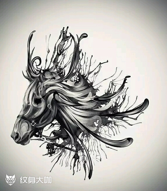 马到成功_纹身图案手稿图片_付伟的纹身作品集