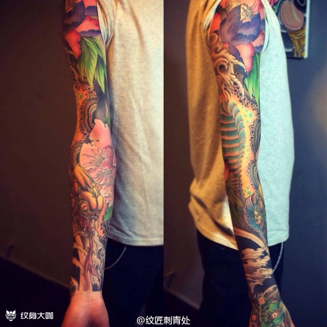 花臂_纹身图案手稿图片_陈丁又的纹身作品集