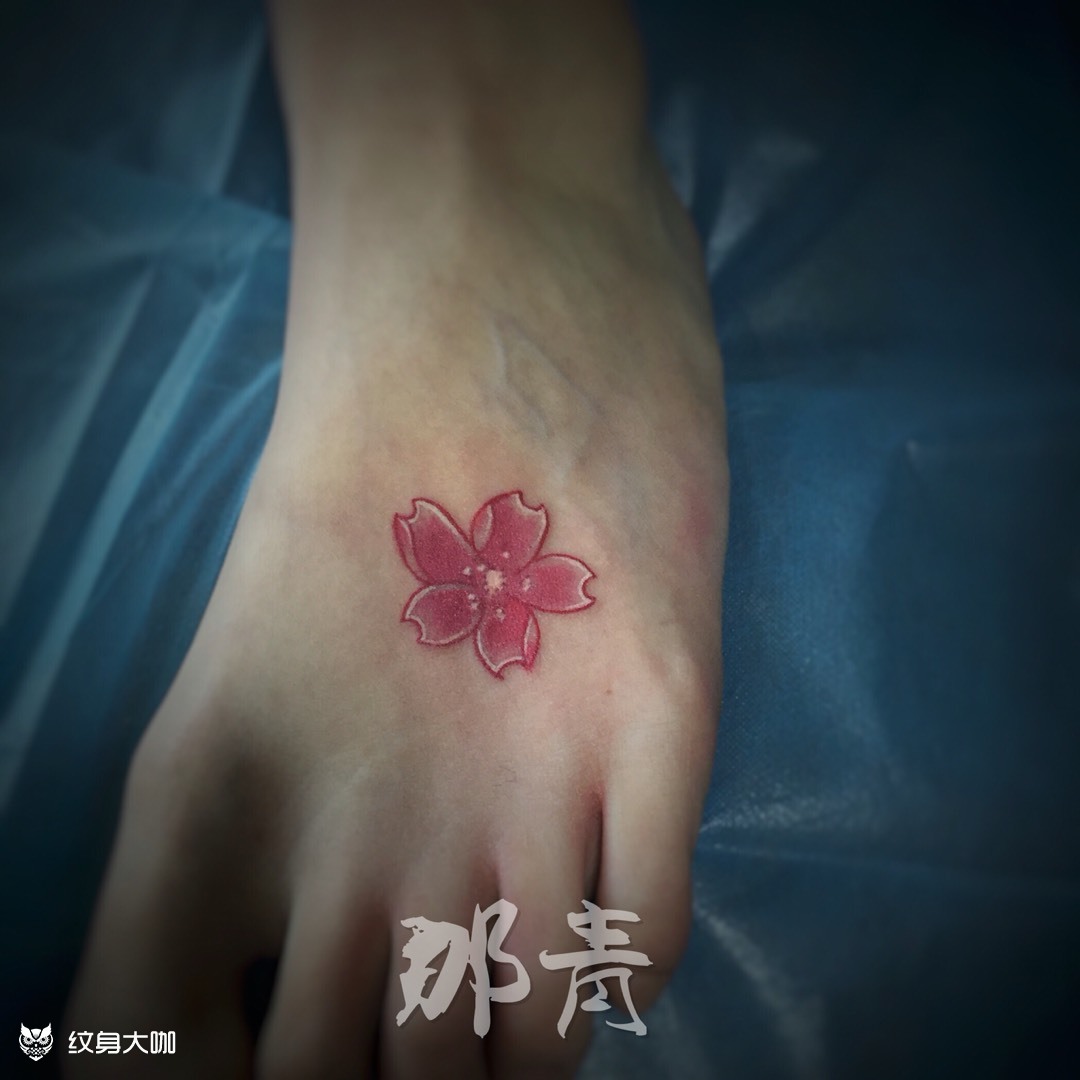 脚背樱花_纹身图案手稿图片_李咲的纹身作品集