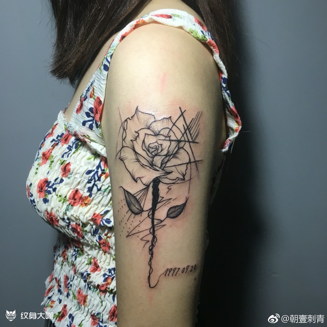 玫瑰花_纹身图案手稿图片_朝壹的纹身作品集
