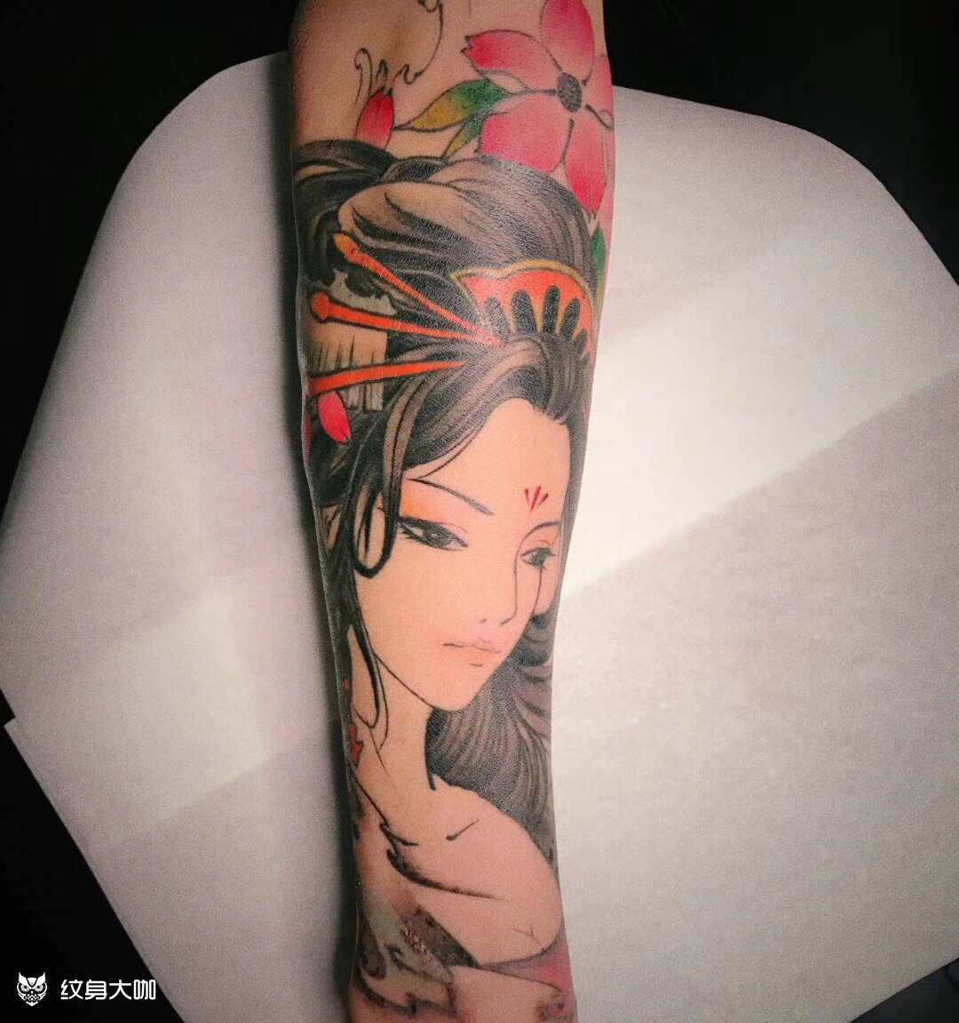 艺妓小臂_纹身图案手稿图片_鹤鸣的纹身作品集