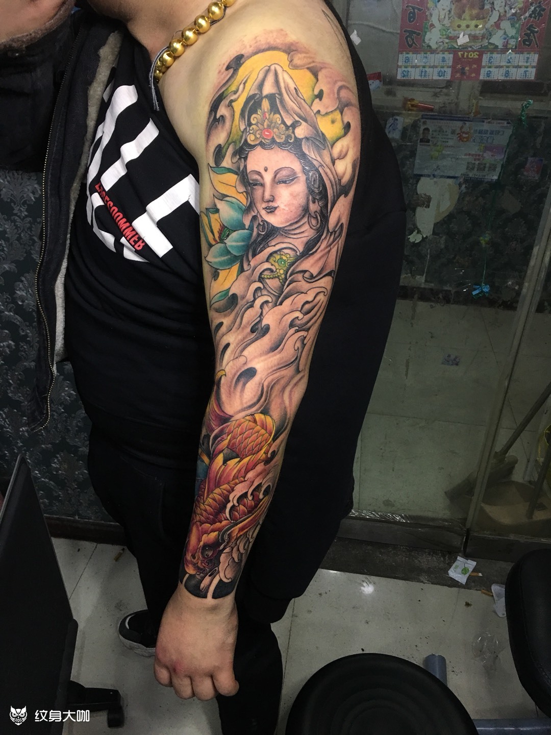 观音鲤鱼_纹身图案手稿图片_刘剑的纹身作品集