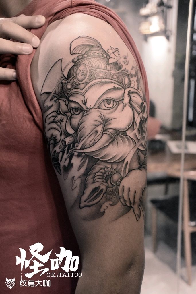 象神-大臂_纹身图案手稿图片_蛙蛙的纹身作品集